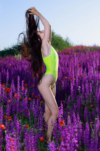 Aleksandrina Shows Her Athletic Ass Among The Flowers