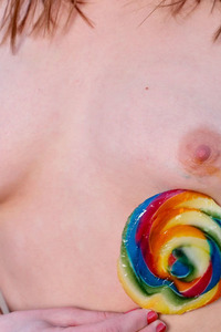 Sasha Silk Unbuttons Her Sweater And Strokes The Sticky Treat
