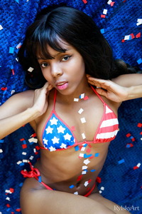 Sukki T Beautiful Ebony Babe Strips Bikini