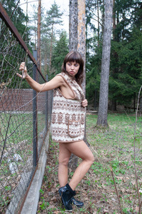 Anna M Cute Brunette Teases Outdoors