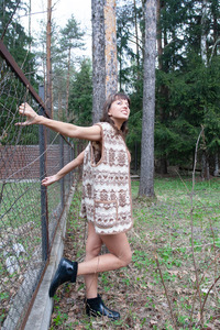 Anna M Cute Brunette Teases Outdoors