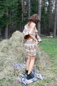 Anna M Cute Brunette Teases Outdoors