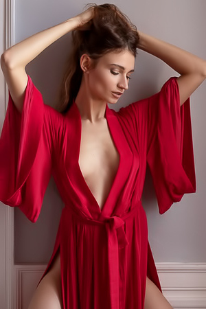 Ilvy Kokomo takes of the red bathrobe revealing her sensual figure