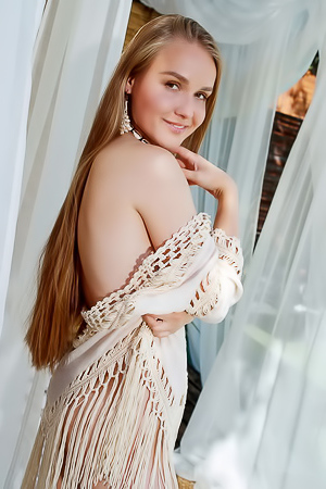 Lucretia K Gives Irresistible Rear View Of Her Shaved Pussy And Curvaceous Booty