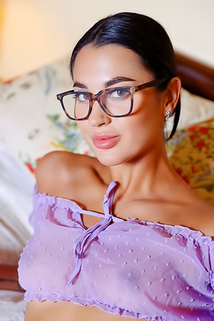 Victoria Mur Elegant Beauty Looks Effortlessly Graceful In Delicate Lavender Lingerie