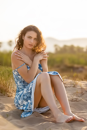 Charlotte Grey Curvaceous Spanish Sweetheart Tugs Flirtatiously At Her White Cotton Panties