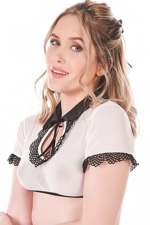 Una Fairy Teases In Maid Costume With High Heels And Socks Showing Tattoos