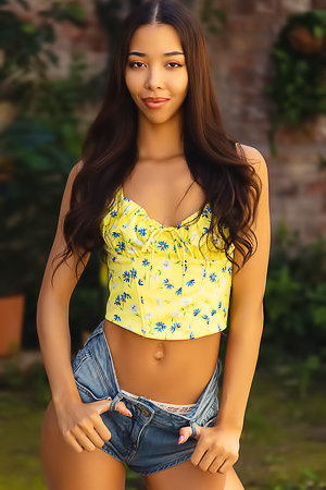 Lia Lin Shows Off Her Peachy Bottom In Bun-hugging Jean Shorts