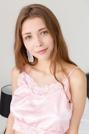 Mila Azul Teases In Pink Silk Lingerie With Irresistible Solo Play On Crisp Sheets