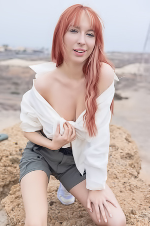 Lilly Mays Teases In The Outdoors With Long Hair And Sneakers On Display