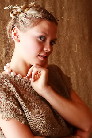 Elka Teases With Blue Eyes And Blonde Hair On A Rainy Afternoon