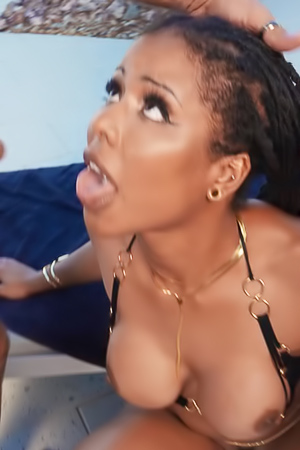 Kira Noirs Sleek Skin Glistening During Pool Threesome Delight