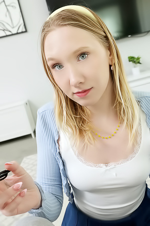 Riding Firmly, Mckenna Lynn Teases Joshua Lewis With Her Tight Pussy On The Living Room Couch